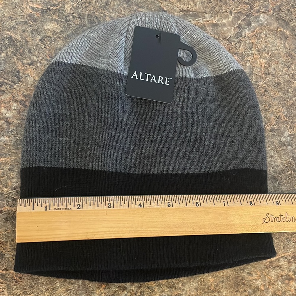Stocking Cap NWT from Nordstrom Altare Gray Stripes - Picture 4 of 6